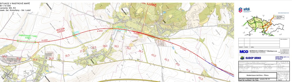 Úsek Komořany-Luleč modernizace trati Brno - Přerov