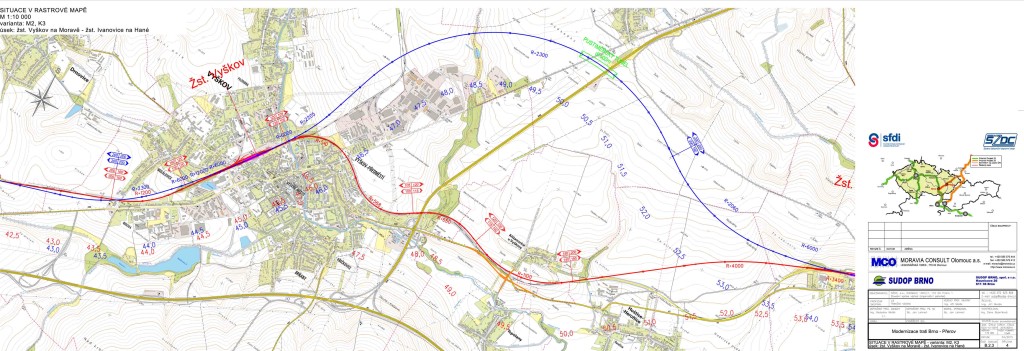 Úsek Vyškov-Ivanovice modernizace trati Brno - Přerov